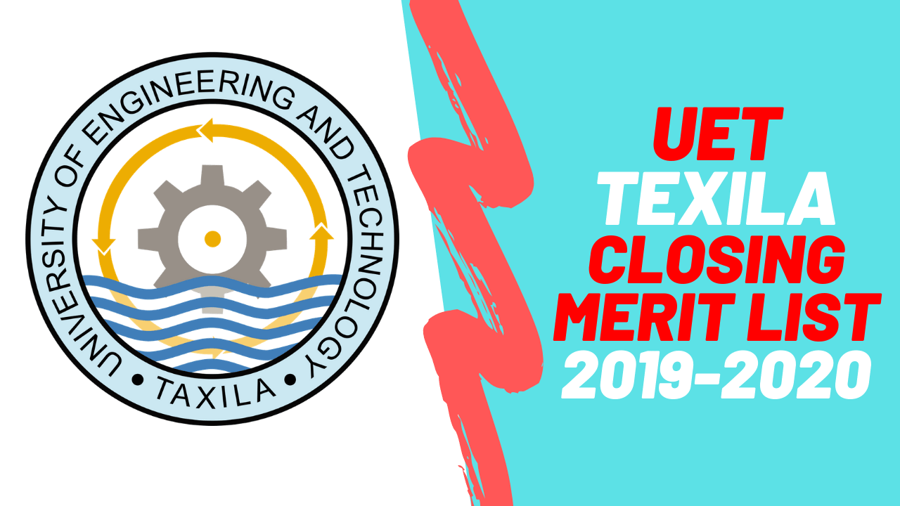 closing merit list of UET Texila univerisity 2019 - 2020